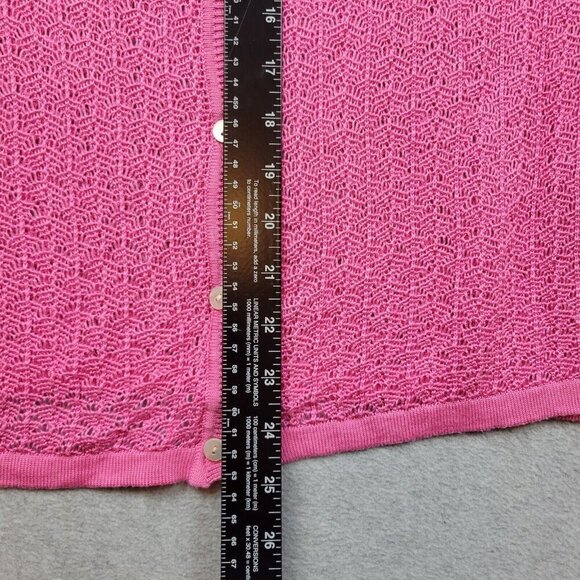 David Brooks 100% Silk Sweater Womens XL Pink Cardigan Barbie Crochet - Picture 6 of 8